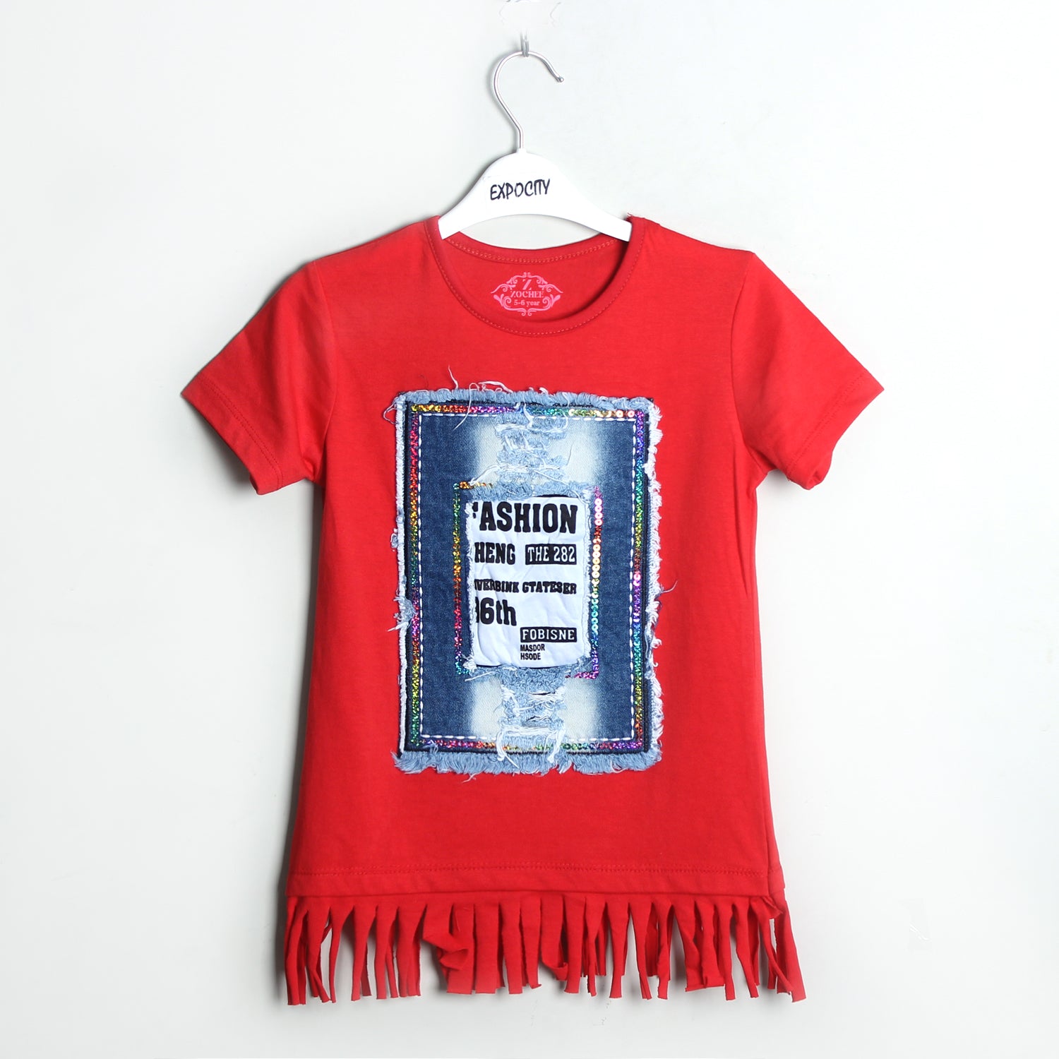 Red Printed Girls T-shirt - Expo City