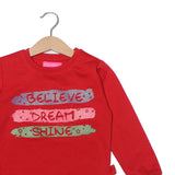 NEW RED BELIEVE DREAM SHINE PRINTED SWEATSHIRT FOR GIRLS