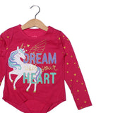 NEW PINK DREAM WITH YOUR HEART PRINTED T-SHIRT TOP FOR GIRLS