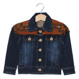 NEW DARK BLUE EMBROIDED DENIM JEANS JACKET FOR GIRLS