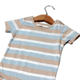 NEW SKY BLUE WITH BROWN & WHITE STRIPES ROMPER FOR BOYS