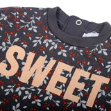 NEW GREY FLOWERS SWEET PRINTED SWEATSHIRT