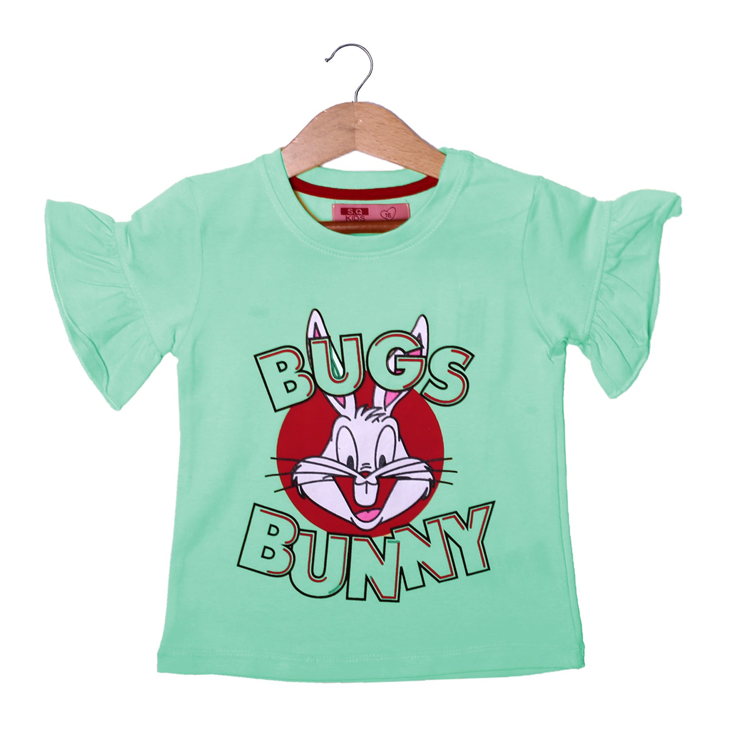 NEW SKY BLUE BUGS BUNNY PRINTED LYCRA FABRIC T-SHIRT FOR GIRLS Secondary image