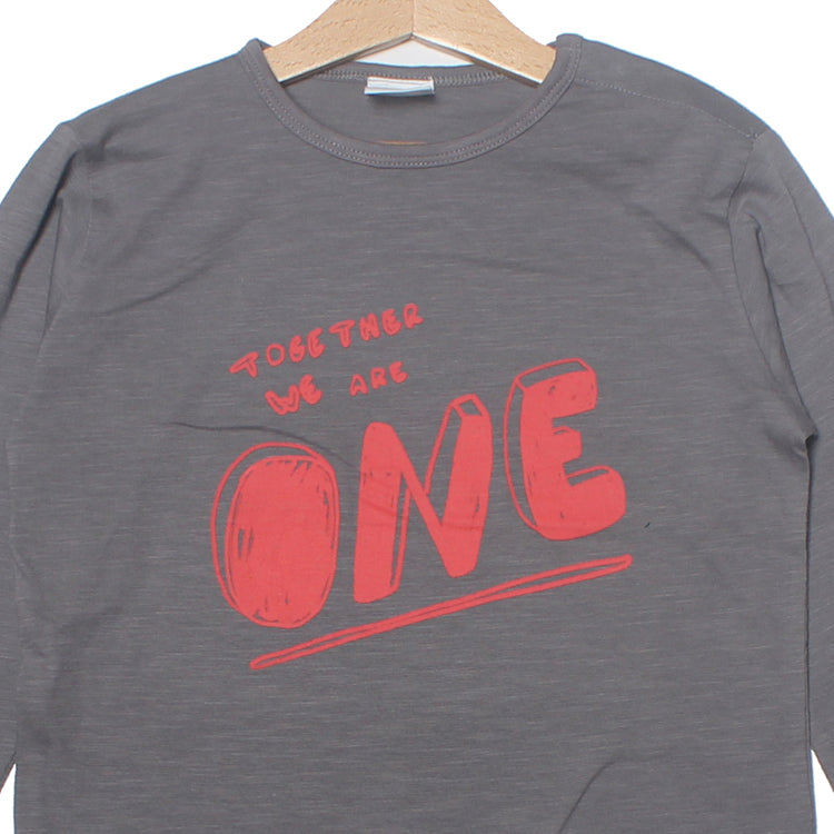 Grey Together We Are One Printed T-shirt for Boys
